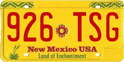 NM license plate 926TSG