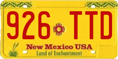 NM license plate 926TTD