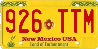 NM license plate 926TTM