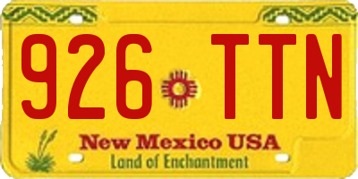 NM license plate 926TTN