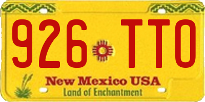 NM license plate 926TTO