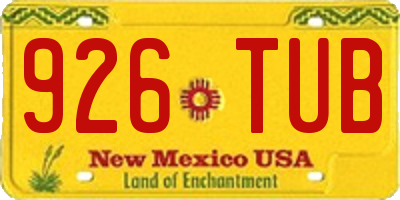 NM license plate 926TUB