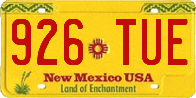NM license plate 926TUE