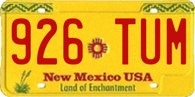 NM license plate 926TUM