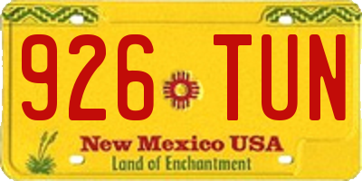 NM license plate 926TUN