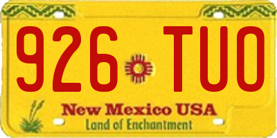 NM license plate 926TUO