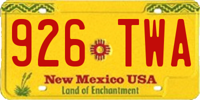 NM license plate 926TWA