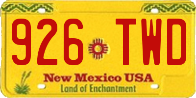 NM license plate 926TWD