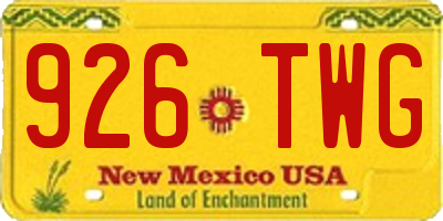 NM license plate 926TWG