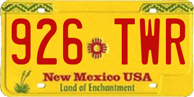 NM license plate 926TWR