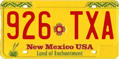 NM license plate 926TXA