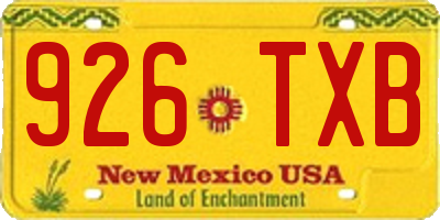 NM license plate 926TXB