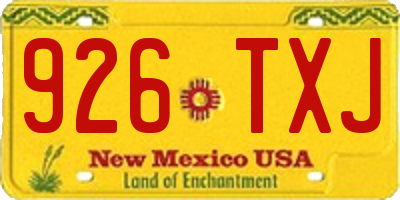 NM license plate 926TXJ