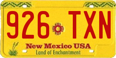 NM license plate 926TXN