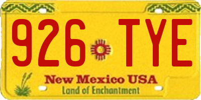 NM license plate 926TYE