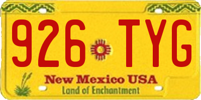 NM license plate 926TYG