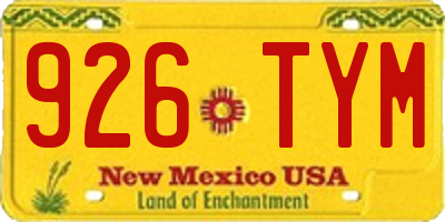NM license plate 926TYM
