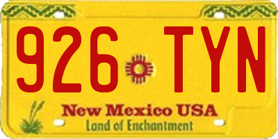 NM license plate 926TYN
