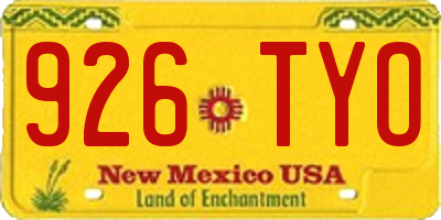 NM license plate 926TYO