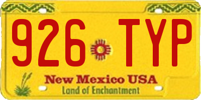 NM license plate 926TYP