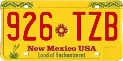 NM license plate 926TZB