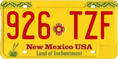NM license plate 926TZF