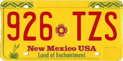 NM license plate 926TZS