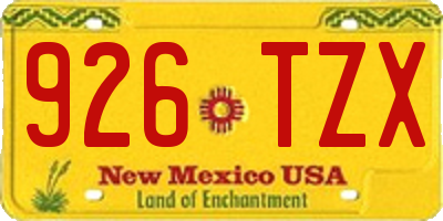 NM license plate 926TZX