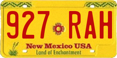 NM license plate 927RAH