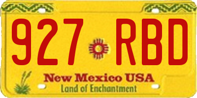 NM license plate 927RBD