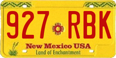 NM license plate 927RBK