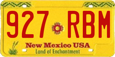 NM license plate 927RBM