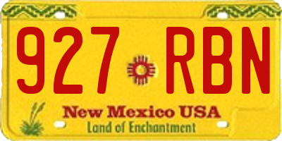 NM license plate 927RBN
