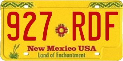 NM license plate 927RDF