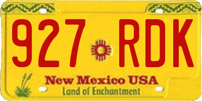 NM license plate 927RDK