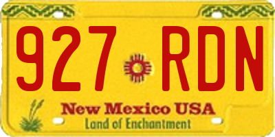 NM license plate 927RDN