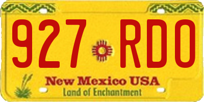 NM license plate 927RDO