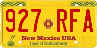 NM license plate 927RFA