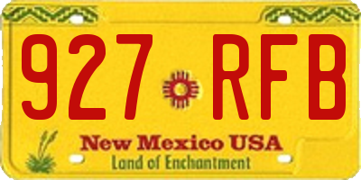 NM license plate 927RFB