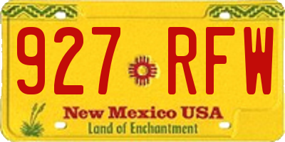 NM license plate 927RFW