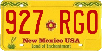NM license plate 927RGO
