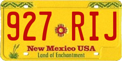 NM license plate 927RIJ