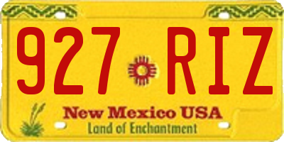 NM license plate 927RIZ