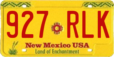 NM license plate 927RLK