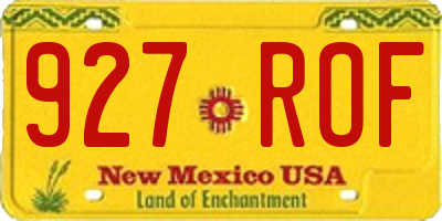 NM license plate 927ROF