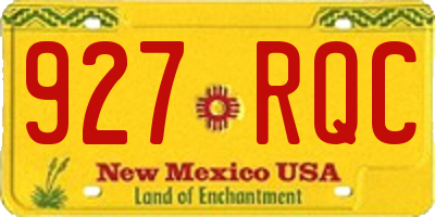 NM license plate 927RQC
