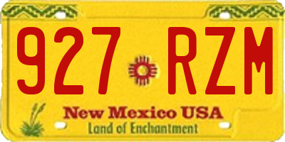 NM license plate 927RZM