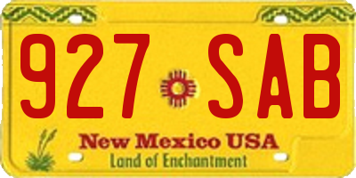 NM license plate 927SAB