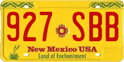NM license plate 927SBB