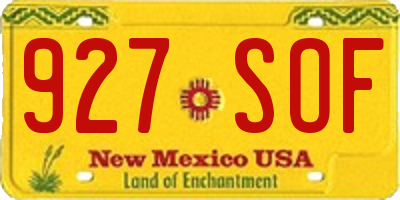 NM license plate 927SOF